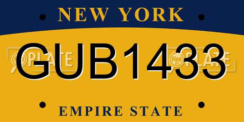 GUB1433 New York License Plate