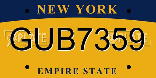 GUB7359 New York License Plate