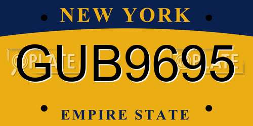 GUB9695 New York License Plate