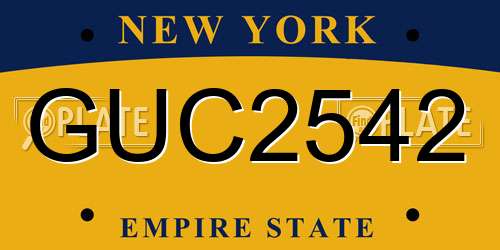 GUC2542 New York License Plate