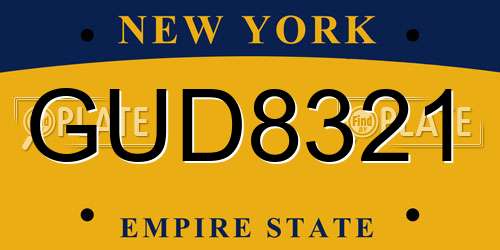 GUD8321 New York License Plate