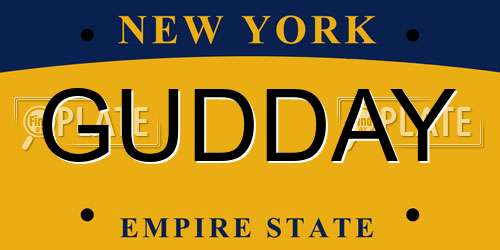 GUDDAY New York License Plate