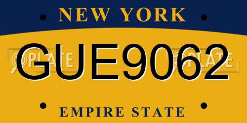 GUE9062 New York License Plate