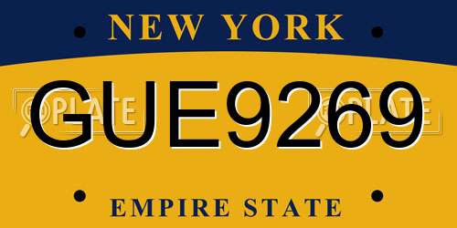 GUE9269 New York License Plate