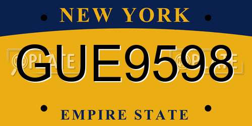 GUE9598 New York License Plate