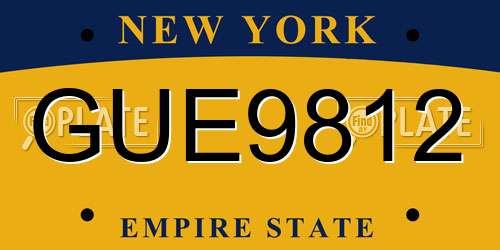 GUE9812 New York License Plate