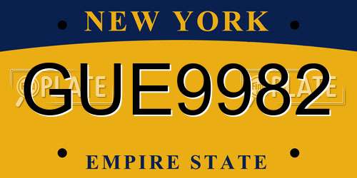 GUE9982 New York License Plate