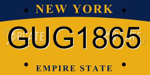GUG1865 New York License Plate