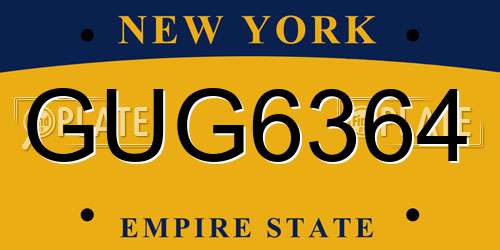 GUG6364 New York License Plate
