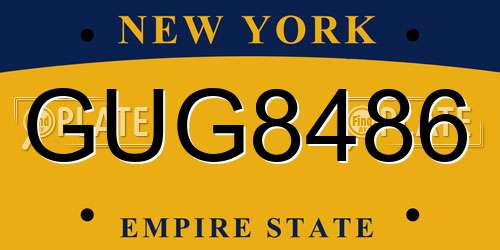 GUG8486 New York License Plate