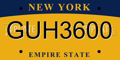 GUH3600 New York License Plate