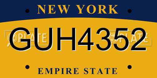GUH4352 New York License Plate