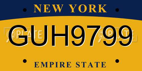 GUH9799 New York License Plate