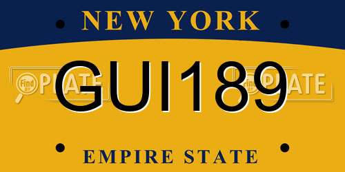 GUI189 New York License Plate