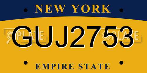 GUJ2753 New York License Plate