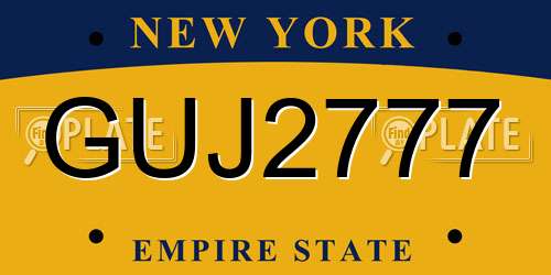GUJ2777 New York License Plate
