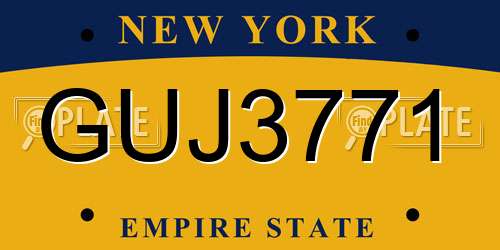 GUJ3771 New York License Plate