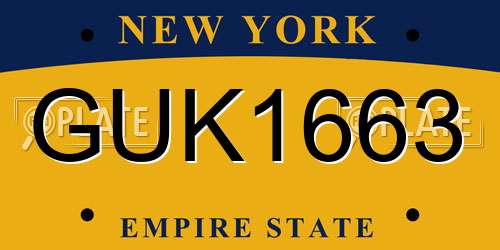 GUK1663 New York License Plate