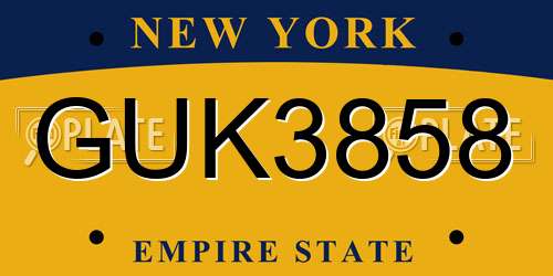 GUK3858 New York License Plate