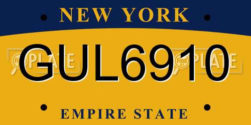 GUL6910 New York License Plate