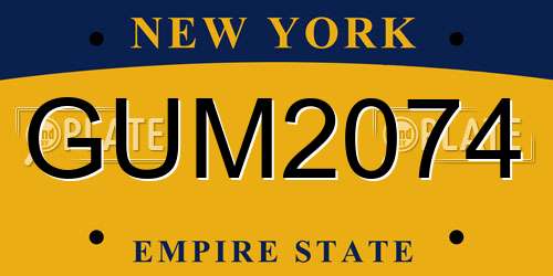 GUM2074 New York License Plate