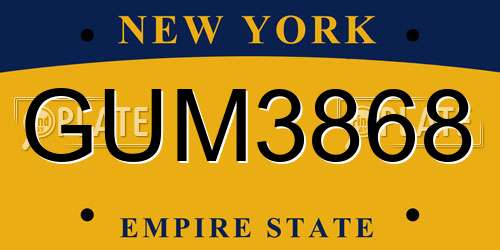 GUM3868 New York License Plate