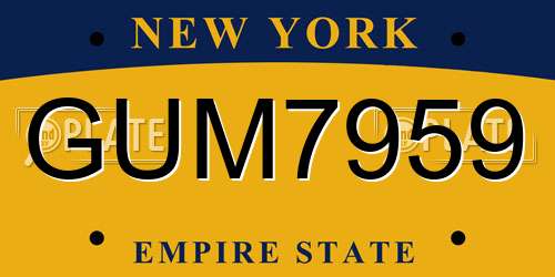 GUM7959 New York License Plate