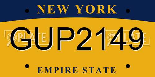 GUP2149 New York License Plate