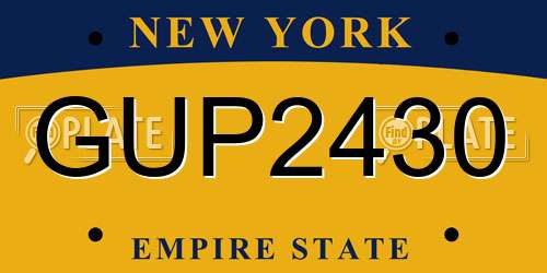 GUP2430 New York License Plate