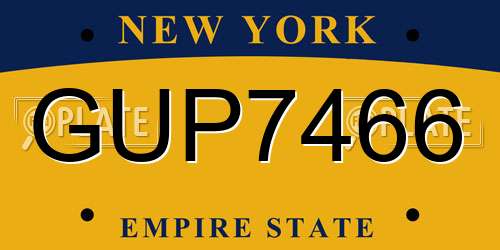 GUP7466 New York License Plate