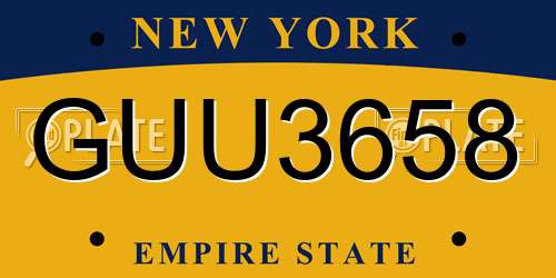 GUU3658 New York License Plate