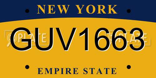 GUV1663 New York License Plate