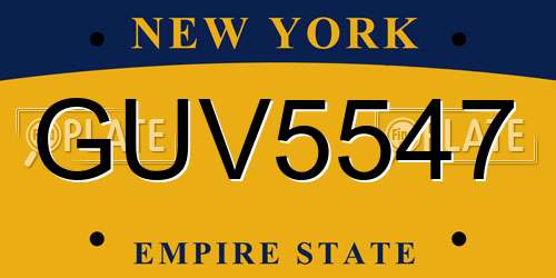 GUV5547 New York License Plate