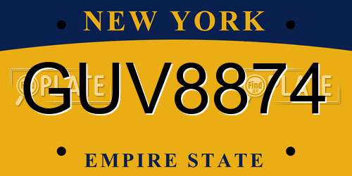 GUV8874 New York License Plate