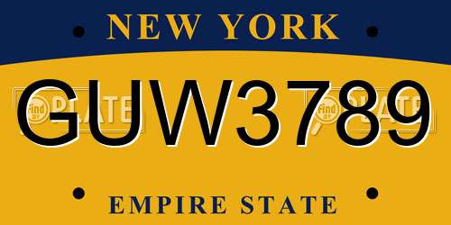GUW3789 New York License Plate