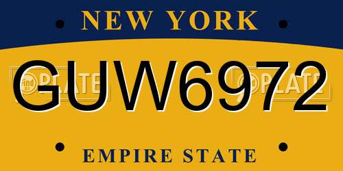 GUW6972 New York License Plate