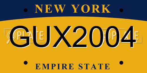 GUX2004 New York License Plate