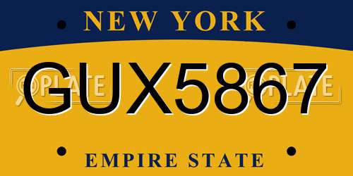GUX5867 New York License Plate