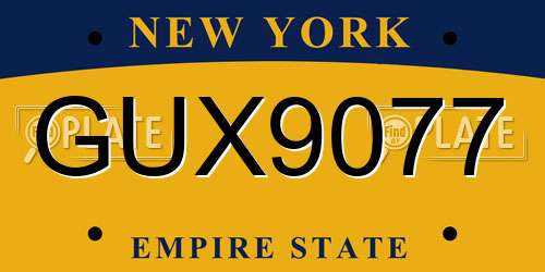 GUX9077 New York License Plate