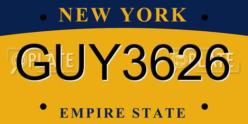 GUY3626 New York License Plate