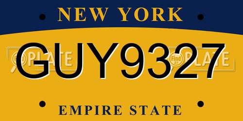 GUY9327 New York License Plate
