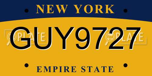 GUY9727 New York License Plate