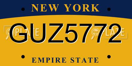 GUZ5772 New York License Plate