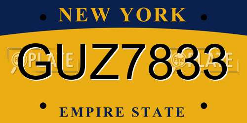 GUZ7833 New York License Plate