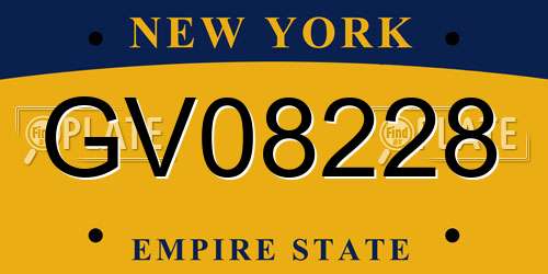 GV08228 New York License Plate