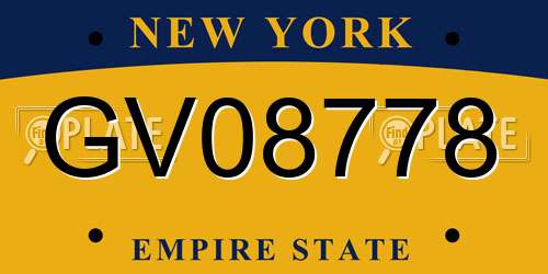 GV08778 New York License Plate