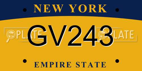 GV243 New York License Plate