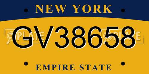 GV38658 New York License Plate