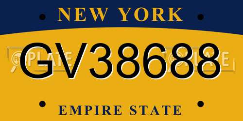 GV38688 New York License Plate