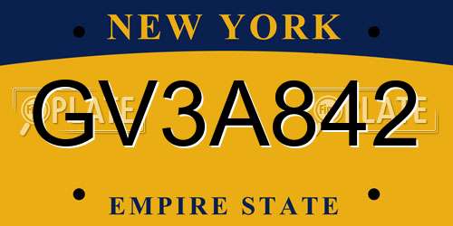 GV3A842 New York License Plate